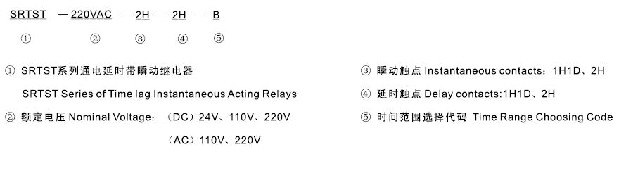 SRTST-220VAC-1H1D-1H1D-B型号及其含义