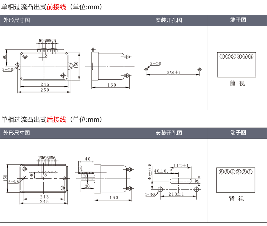 JGL-16凸出式固定安装结构外形尺寸