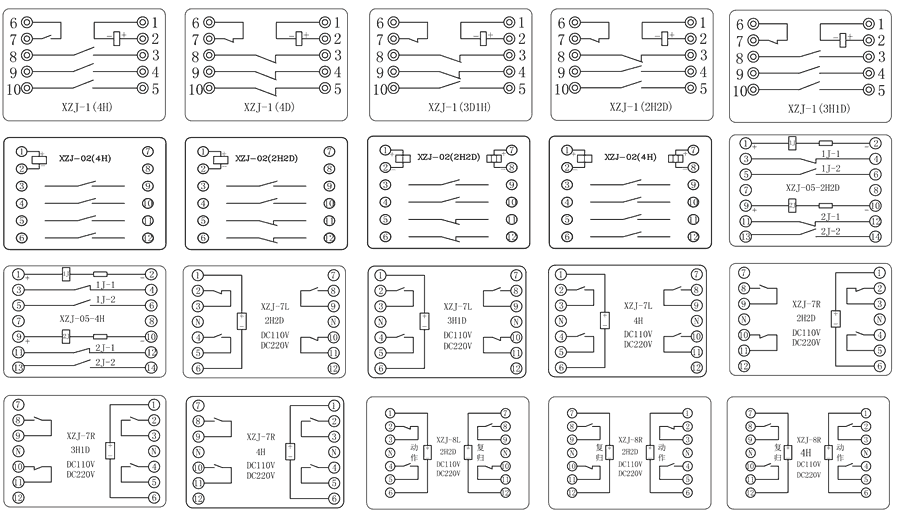 XZJ-1-1H3D/DC110V内部接线图