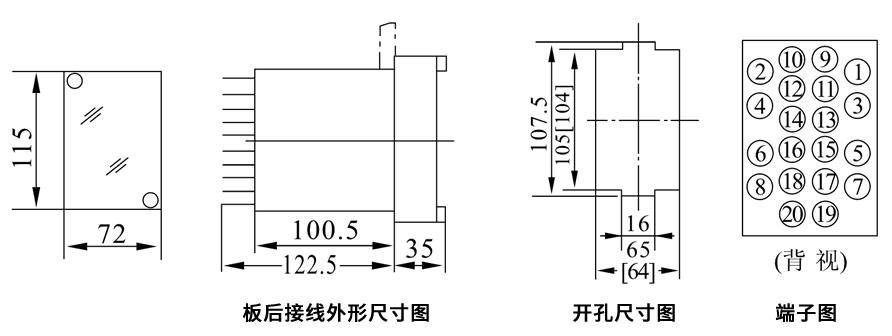 DZK-942板后接线安装尺寸图