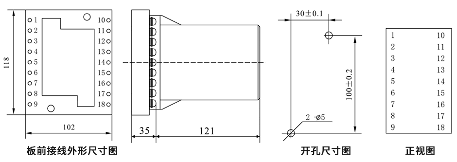 DZB-15BG板前接线安装尺寸图