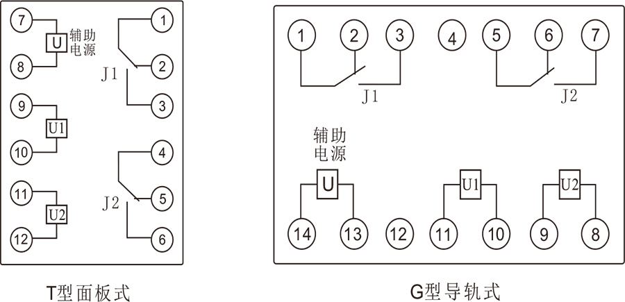 LXUY-G2R数显两相电压继电器端子接线图